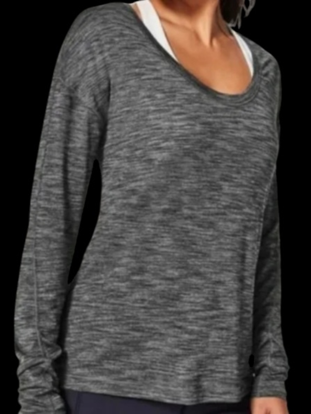 lululemon Meant to Move Tank Heathered Gray Long Sleeve Tank Top
